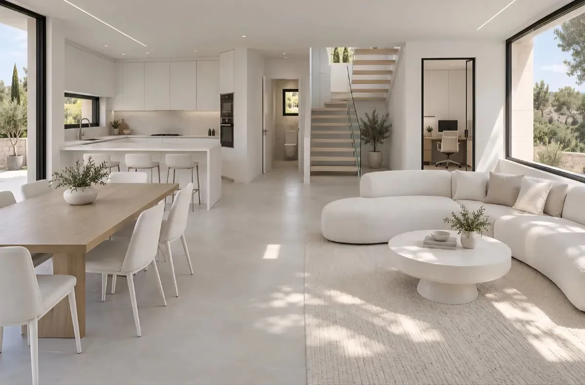 Salón-comedor con cocina abierta